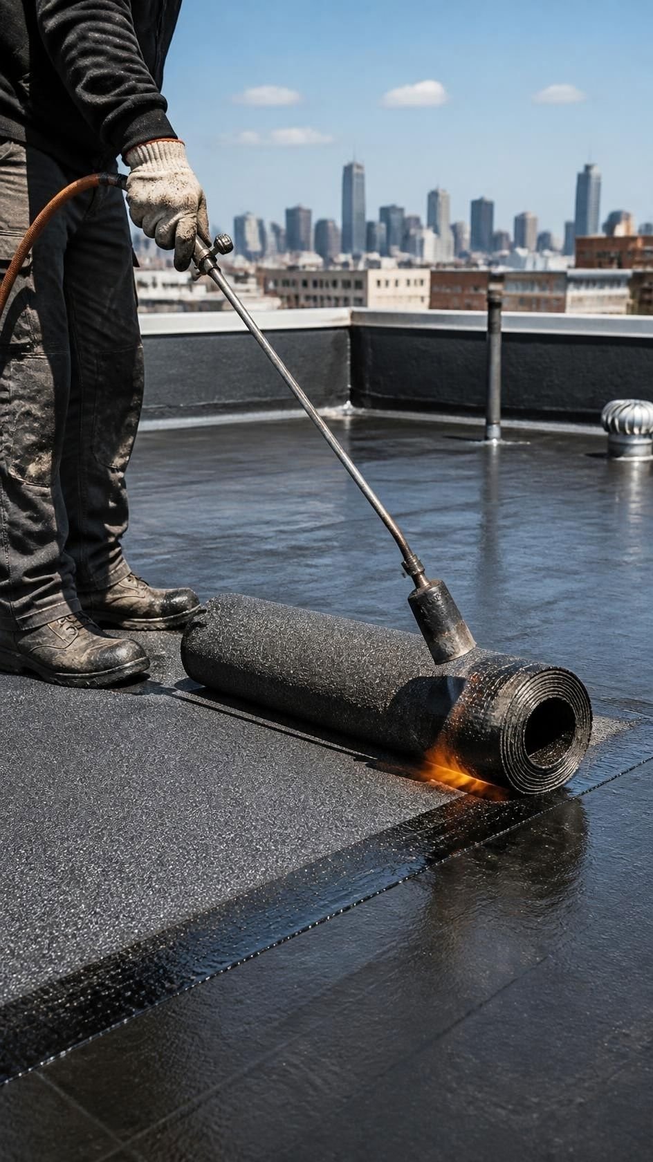 Torch-on roof installation by AKAY Roofing Ltd.